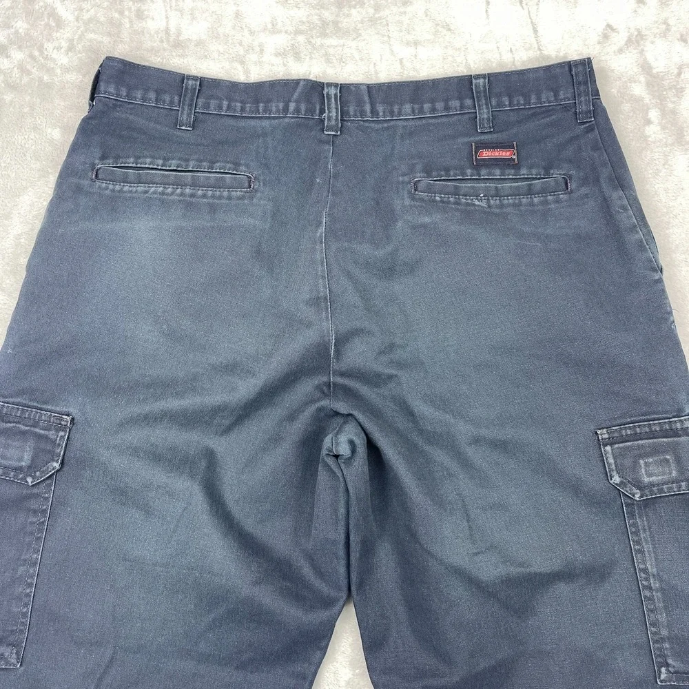 Vtg Dickies Cargo Pants Mens 36x30 Blue Flat Front Utility Pockets Straight Leg‎